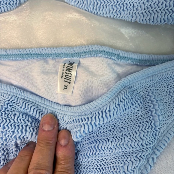 COCOFREE Women Bikini Set Off Shoulder Ring Strapless Crinkle Fabric Swimsuit - Picture 7 of 10